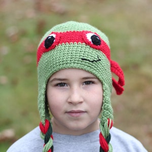 Ninja Turtle inspired Crocheted Hat/ Boys winter Hat/ Kids Winter Hat/ Made to order in size newborn to adult