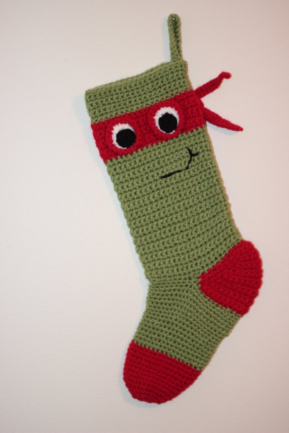Personalized Ninja Turtle Inspired Christmas Stocking/ Personalized  Christmas Stocking/ Crocheted Christmas Stocking 
