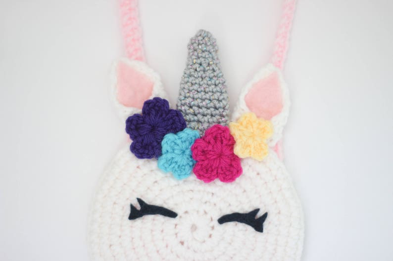 Unicorn Bow Unicorn Purse Unicorn Gift Unicorn Crocheted Purse Girls purse Girls bows