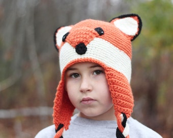 Fox hat/ Crocheted fox hat/ made to order in size infant to adult