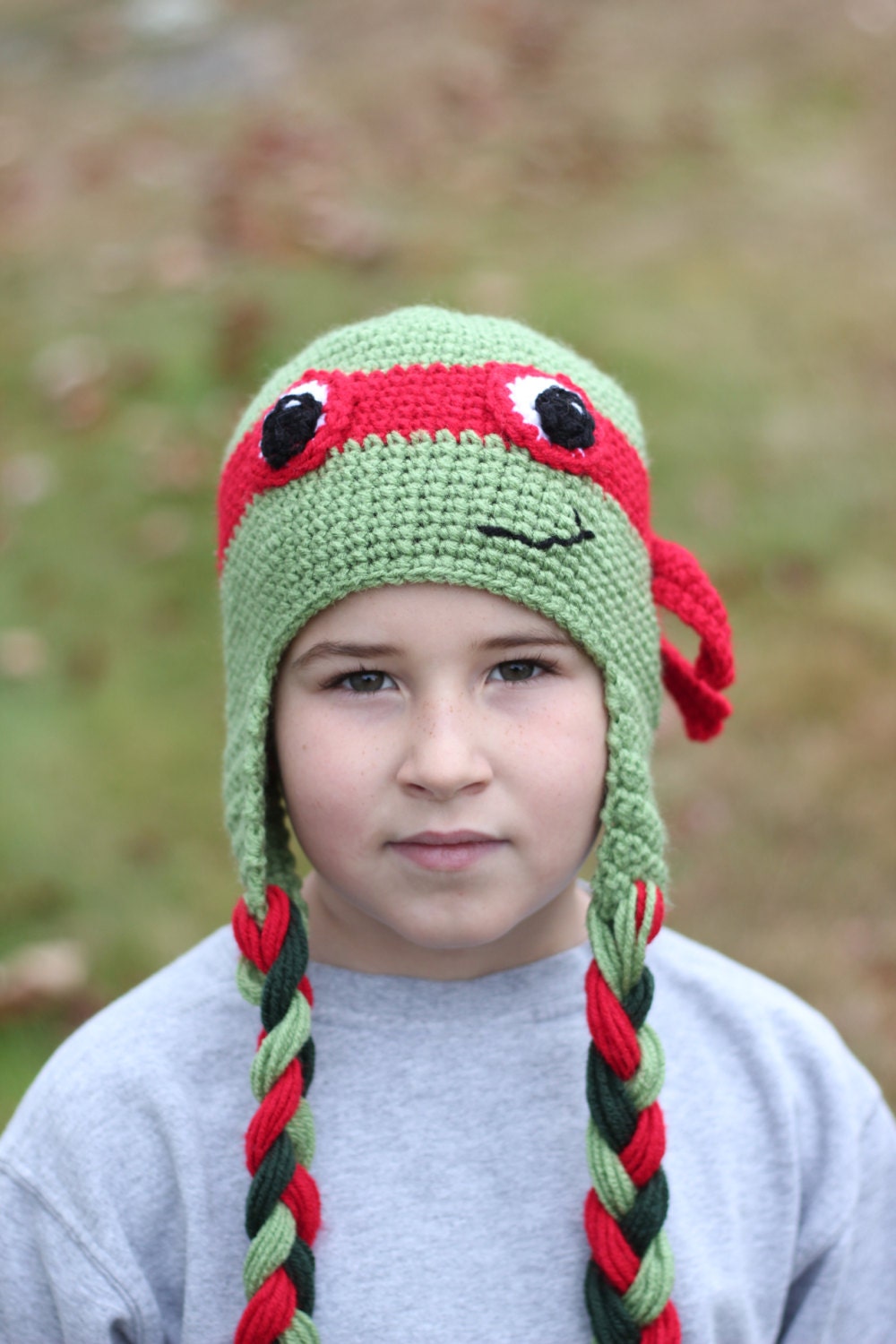 Hand-knit Teenage Mutant Ninja Turtle Hat With Ribbed or 