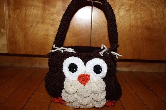 Crocheted Personalized Owl Easter Baskets/ Easter Baskets