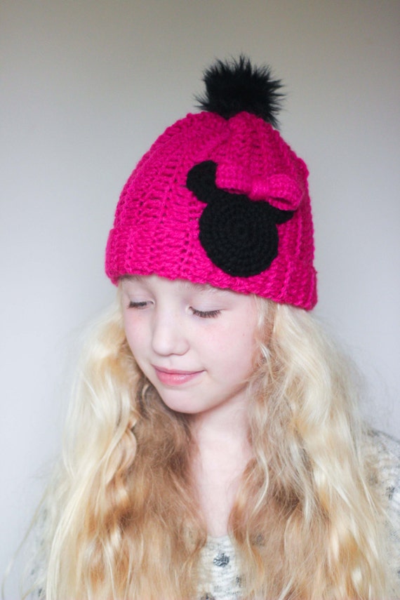Minnie Inspired Hat/ Minnie Inspired Beanie/ Girls Winter Hat