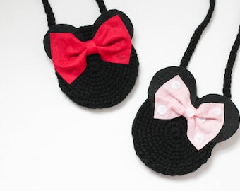 Minnie inspired purse/ Minnie gift/ Girls purse/ Little girls gift/ Crocheted purse/ Bow purse/