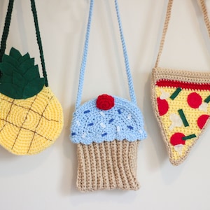 Pizza Purse/ Pineapple Purse/ Cupcake Purse/ Girls Purse/ Crocheted Purse/ Pizza gift/ Pineapple Gift/ Cupcake Gift/ Girls gift/
