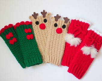 Christmas Leg warmers/ Reindeer leg warmers/ Bow leg warmers/ Pom Pom Leg warmers/ Girls leg warmers/ Crocheted Leg warmers/