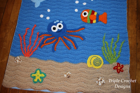 Crocheted Under the Sea Blanket/ Under the Sea/ Crocheted Blanket