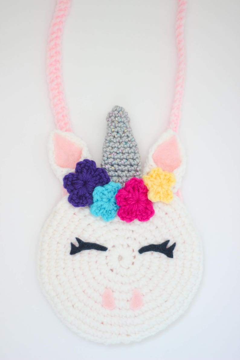 Unicorn Bow Unicorn Purse Unicorn Gift Unicorn Crocheted Purse Girls purse Girls bows