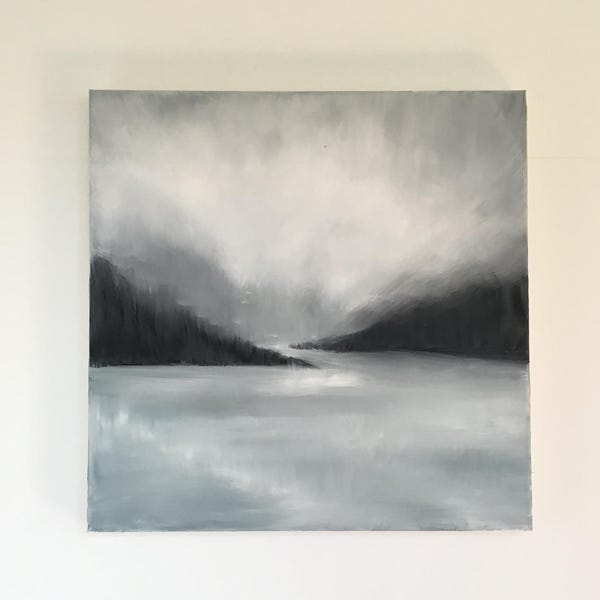 Original oil painting on canvas, black and gray, 20x20