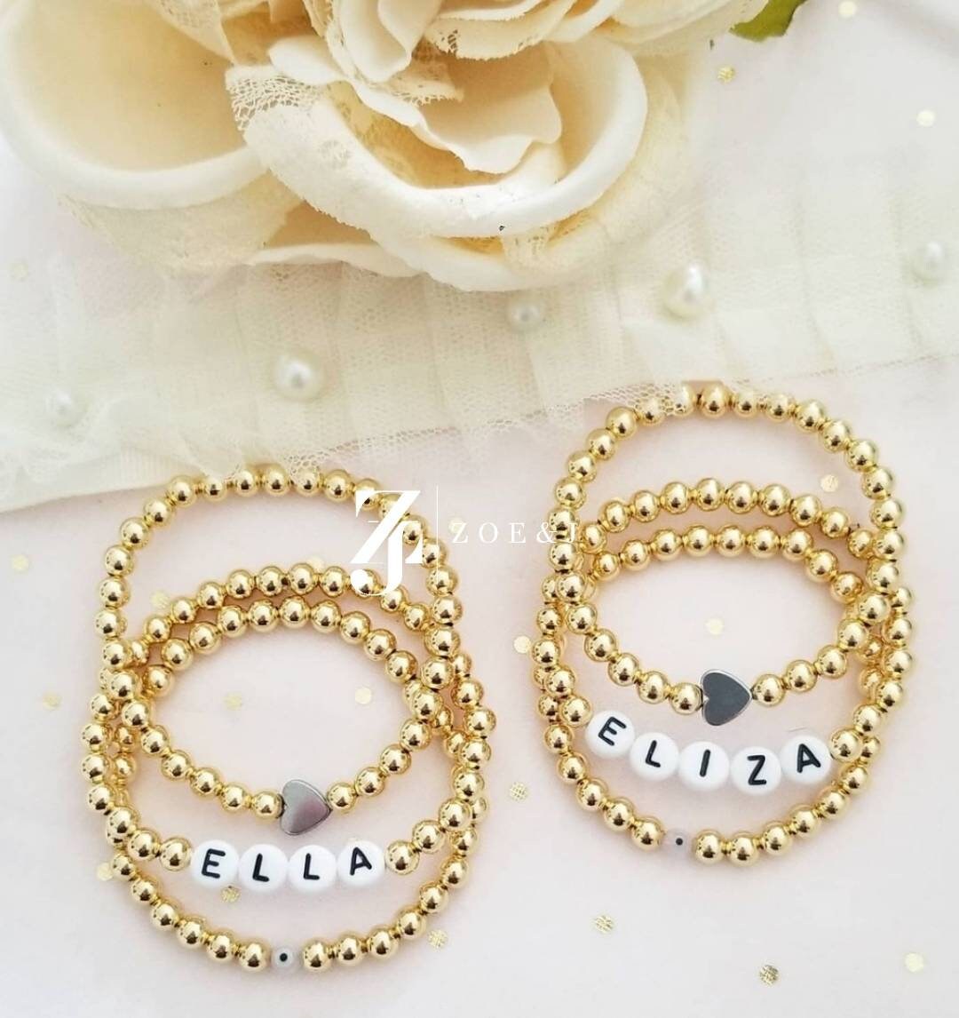 Kids Gold Beaded Name Bracelet