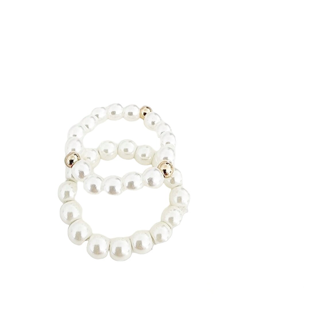 Pearl Beaded Stretch Ring Etsy