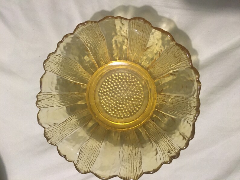 Vintage Small Serving Bowl gold glass with scalloped edges Etsy