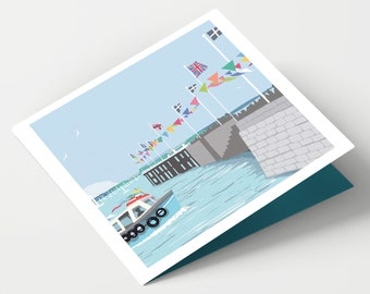 FALMOUTH PIER  Greeting Card Blank Fine Art Thank You Birthday Art CardWedding PLace Card