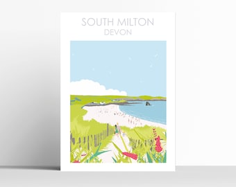 SOUTH MILTON DEVON  Digital Art Travel Print/ Poster Designed by Betty Boyns