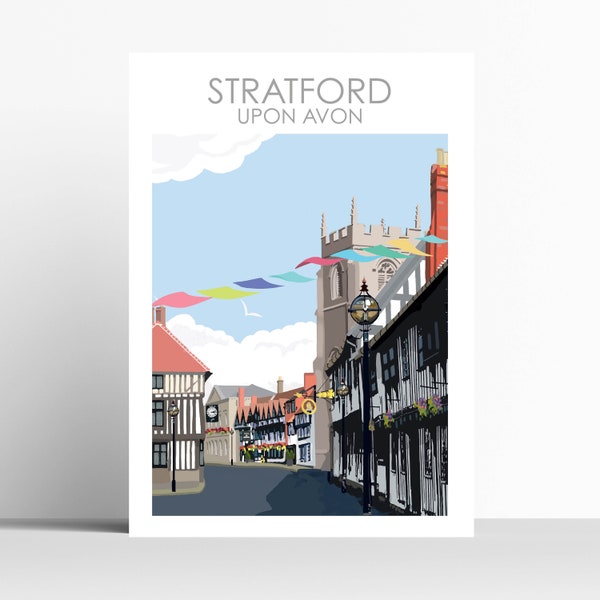 House Warming Present Wedding Gifts Stratford upon Avon  Art Print, Illustration, Warwickshire, travel print/ poster, gift idea