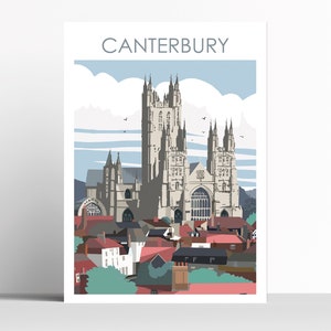 CANTERBURY CATHEDRAL Digital Art Travel Print/ Poster Designed by Betty Boyns House Warming Present Wedding Gifts Personalisation Available
