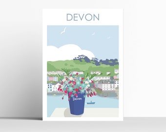 DARTMOUTH DEVONWARE  Digital Art Travel Print/ Poster Designed by Betty Boyns