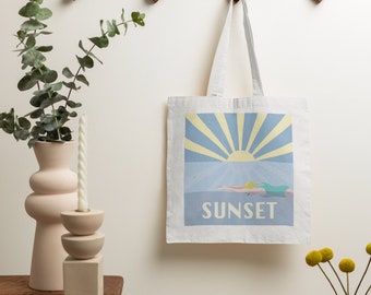 Sunset Bag Tote Bag Canvas Bag Shopping Bag Illustrated map