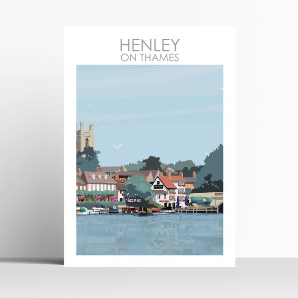 House Warming Present Wedding Gifts Heneley on Thames  Art Print, Illustration, Oxfordshire, travel print/ poster, gift idea