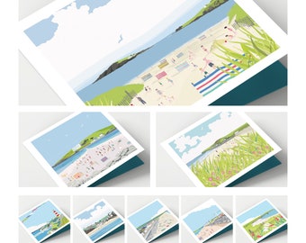 Set Of Eight Devon Beaches Cards Multipack and BundlesMultipack Offers and Bundles