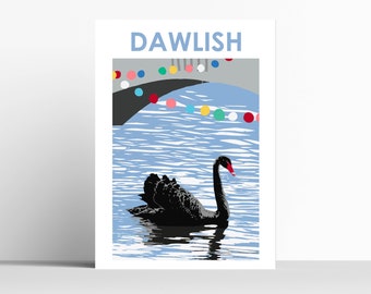 DAWLISH DEVON PRINT  Digital Art Travel Print/ Poster Designed by Betty Boyns