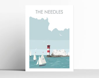 THE NEEDLES LIGHTHOUSE  Digital Art Travel Print/ Poster Designed by Betty Boyns