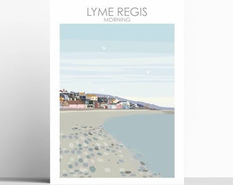 LYME REGIS DORSET  Framed or Unframed  Art Print,  Artist Print by Betty Boyns, Seaside, Beach,  travel print/ poster wall art