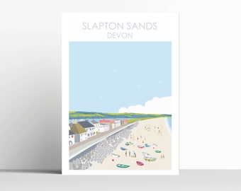 SLAPTON SANDS DEVON  Digital Art Travel Print/ Poster Designed by Betty Boyns