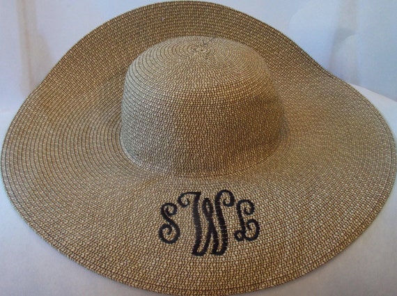 Items similar to Monogrammed floppy straw hat on Etsy