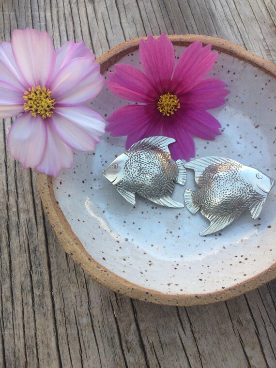 Vintage Silver Angelfish Earrings - image 1