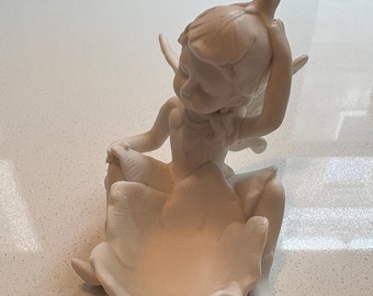 Vintage white  porcelain pixie  fairy trinket  dish