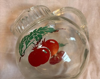 Vintage ribbed Manhattan clear Ball Jug Tomato Glass Pitcher