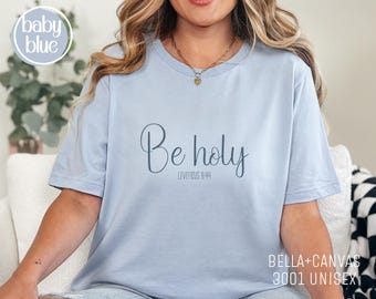 Camiseta azul "Sé Santo" - Levítico 11:44 - Ropa basada en la fe