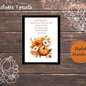 Arte biblica autunnale: versetto biblico con zucca e foglie (download digitale)