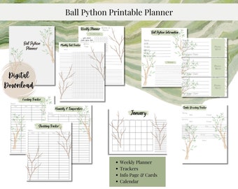 Planificador de cuidados de la serpiente pitón bola: Seguimiento de reproducción y alimentación (Descarga digital en PDF)