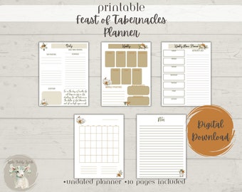 Sukkot Planner: Torah Observant, Undated Calendar (Digital Download)