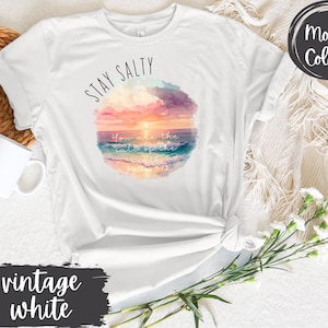 Stay Salty T-Shirt: Beach Sunset Waves Christian Tee