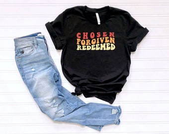 Chosen Forgiven Redeemed Retro Christian T-Shirt