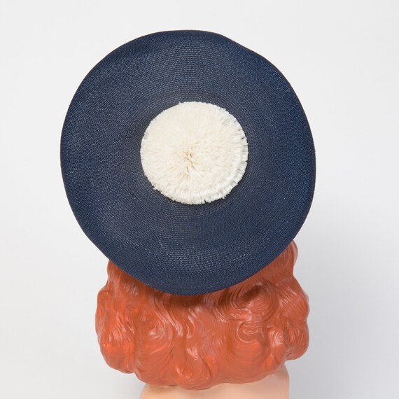 Vintage Navy Blue Woven Straw Beret with Raffia Pompom Accent P1210735__18989.1753042324.JPG?c=2 main image 3