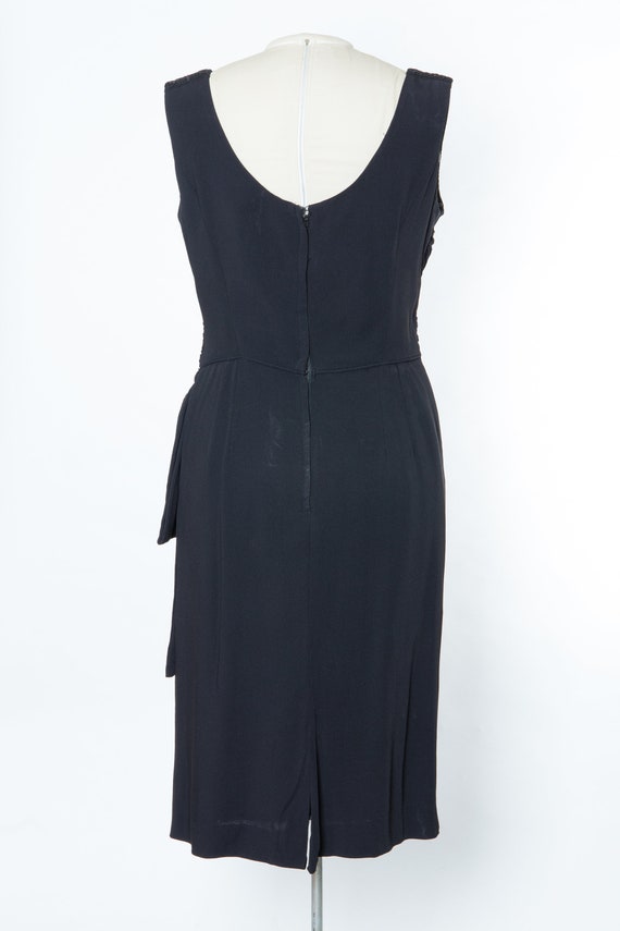 Vintage 1950s black cocktail wiggle dress - drapi… - image 4