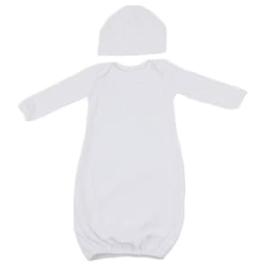 95% Polyester Baby Gown and Hat Sublimation Blank Set! Infant Sleeper and Beanie Hat.  Newborn 0-3 size.
