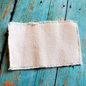 10 pcs! Raggy burlap linen rectangle hat patch with adhesive paper sublimation blank. Free shipping! Distressed. Natural.