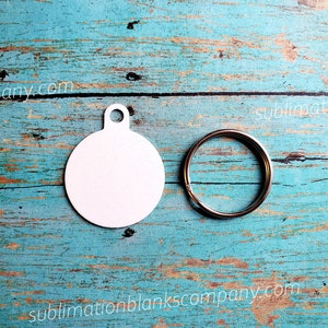 20 Pcs Round Sublimation Blank Pet ID Tags With Ring. Also