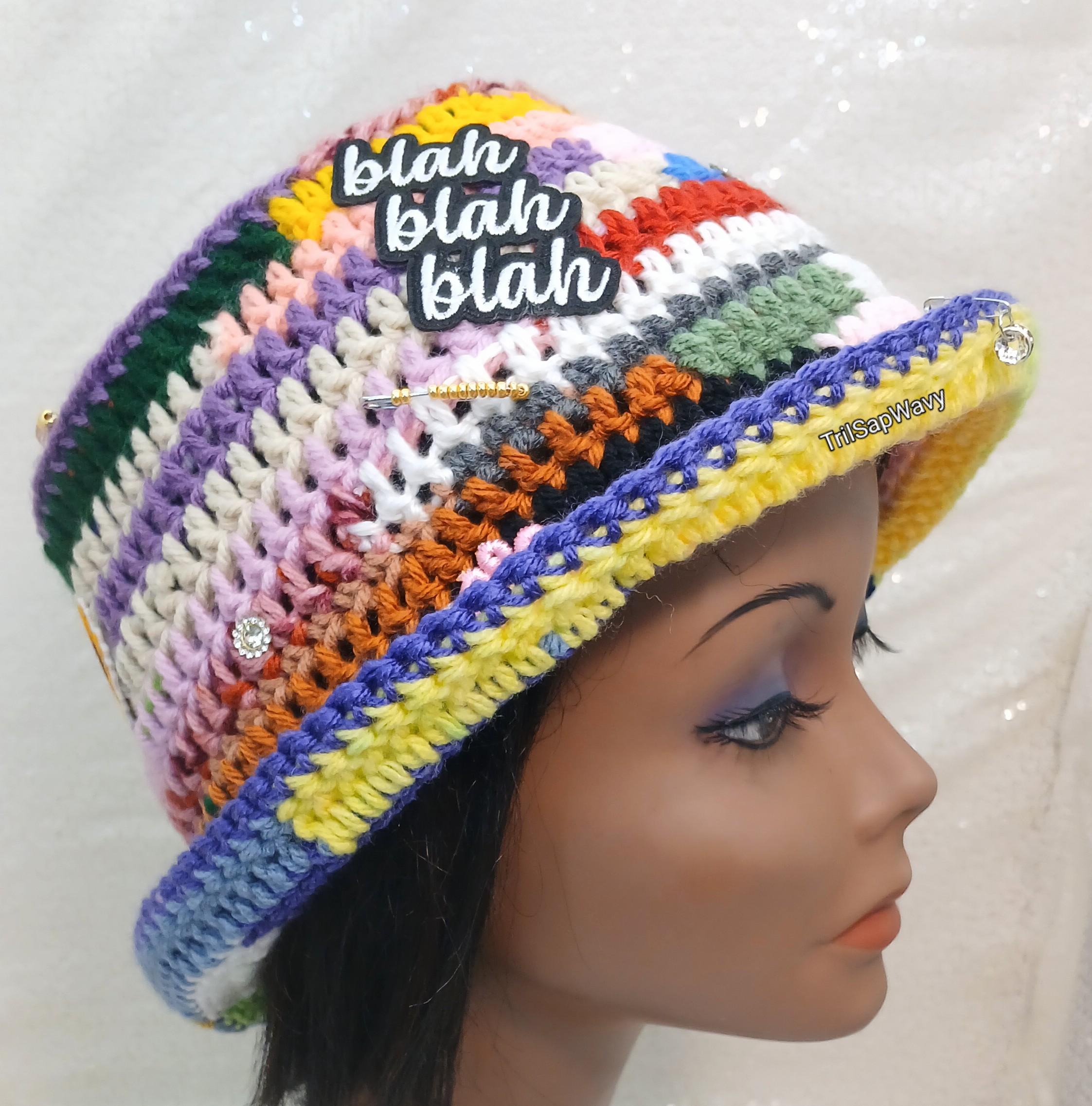 Scrap Crochet Bucket Hat: Multicolor Cotton Summer Beanie Crochet Scrap Bucket Hat Pattern - Etsy main image 3