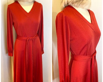 long crimson dress