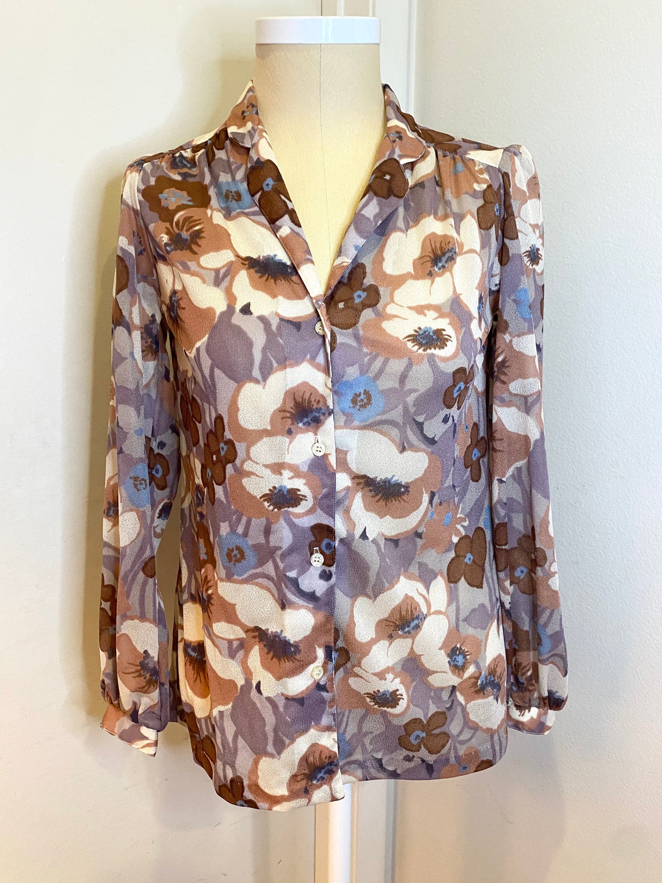 70s Floral Blouse by Ship N Shore - Etsy
