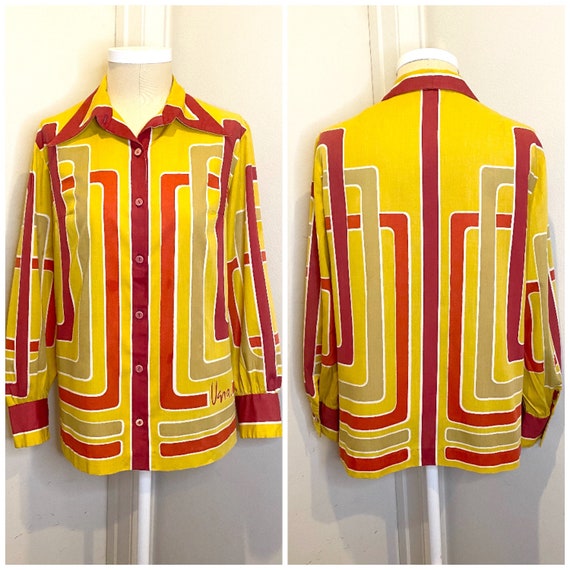 Amazing 60s Geometric Mod Blouse by Vera