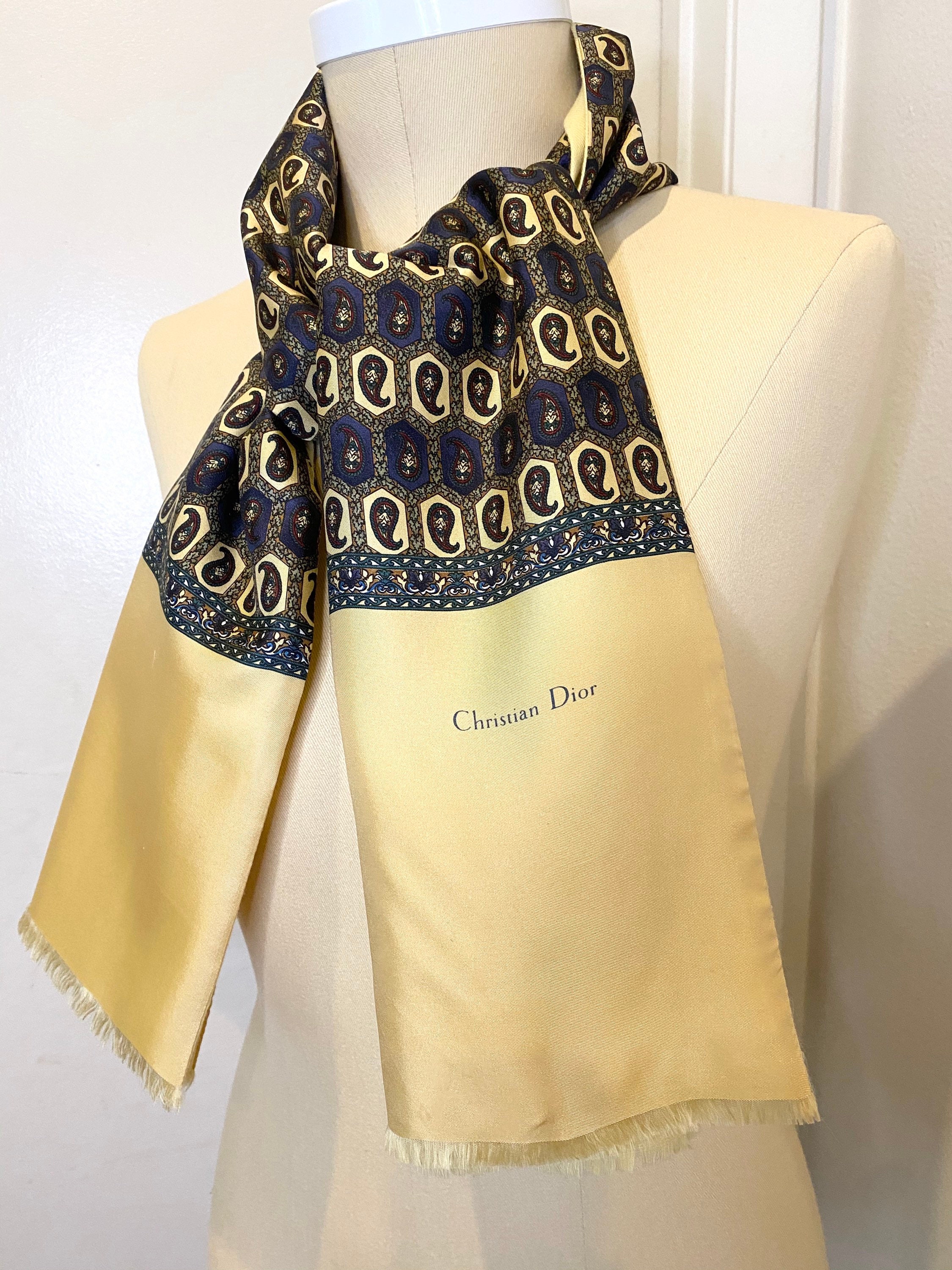 70s DIOR Silk/wool Scarf - Silk With Soft Wool Backing - Etsy