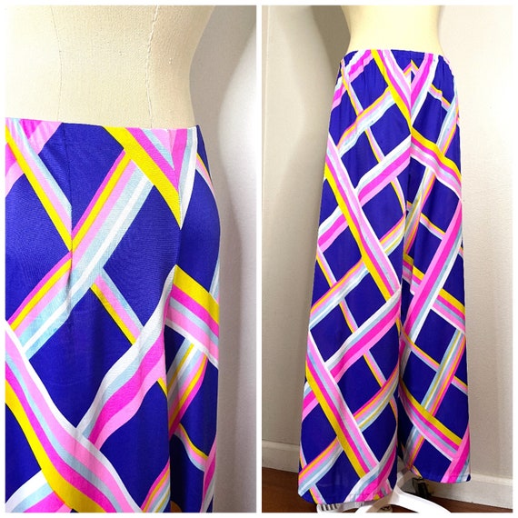 60s Psychedelic Print Palazzo Pants - image 1