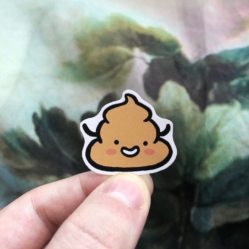 Smiling Poop Emoji Sticker / Weatherproof Kawaii Vinyl Decal Etsy